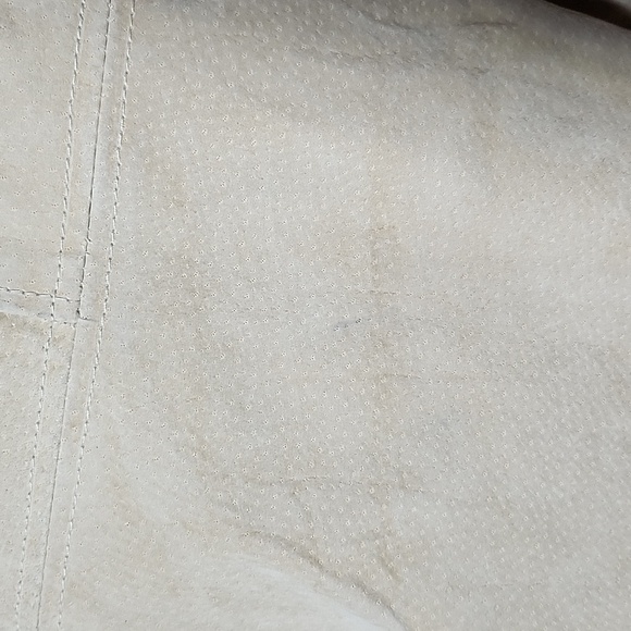 Rag 100% Leather Jacket Neutral Cream Front Button Entry Pockets Medium - Picture 9 of 11